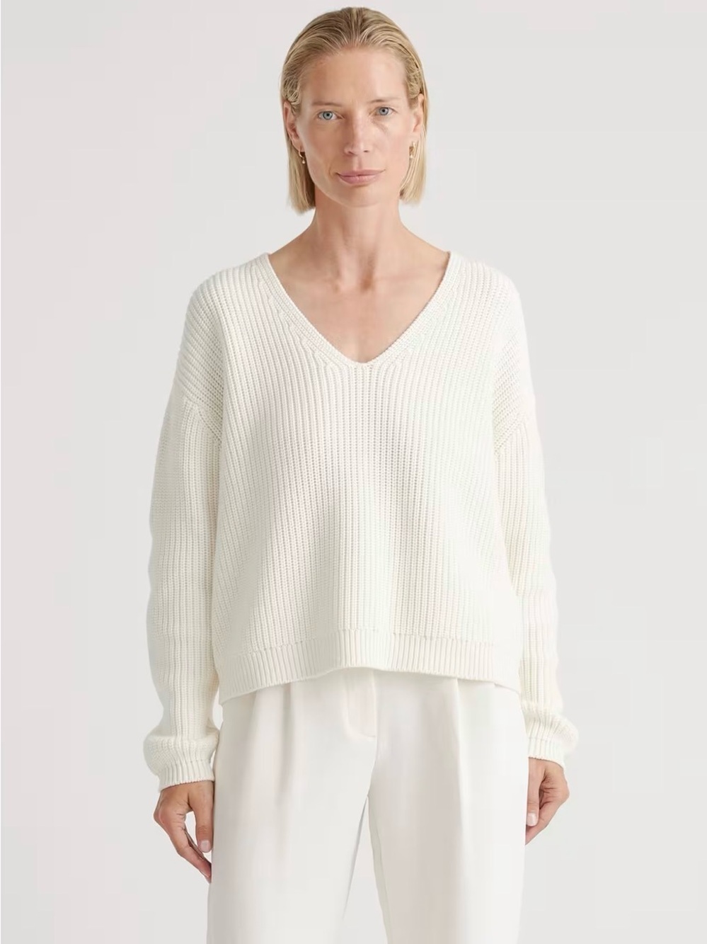 Quince fisherman’s v neck sweater
